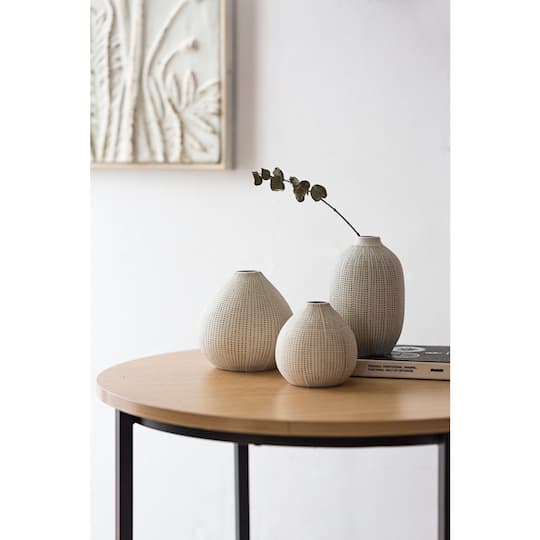Hello Honey® White Stoneware Vases with Textured Black Polka Dots Set